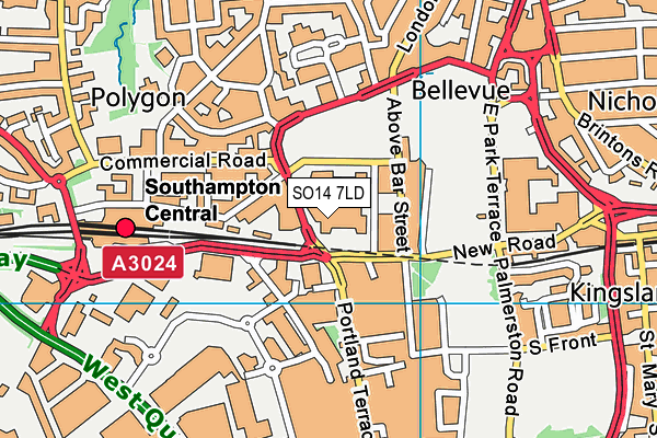 SO14 7LD map - OS VectorMap District (Ordnance Survey)