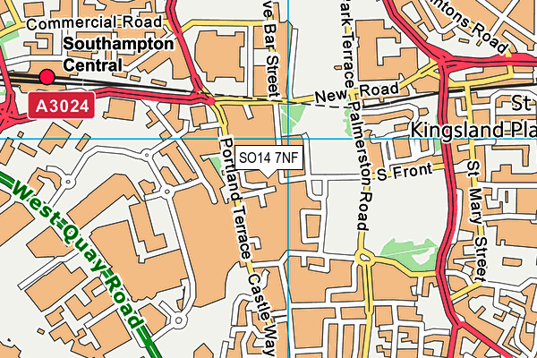 SO14 7NF map - OS VectorMap District (Ordnance Survey)