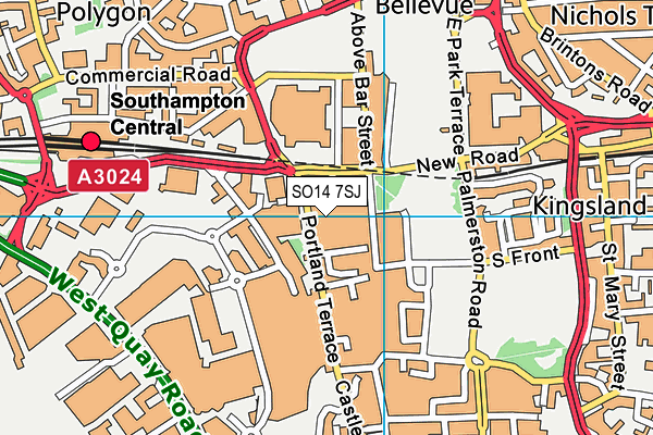 SO14 7SJ map - OS VectorMap District (Ordnance Survey)