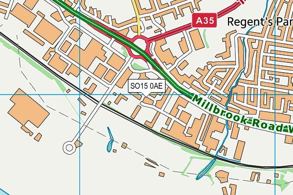 SO15 0AE map - OS VectorMap District (Ordnance Survey)