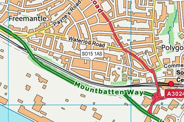 SO15 1AS map - OS VectorMap District (Ordnance Survey)