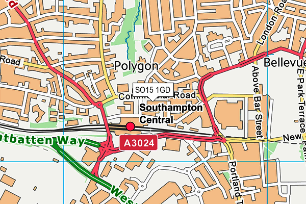 SO15 1GD map - OS VectorMap District (Ordnance Survey)