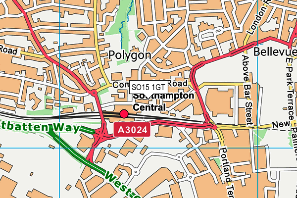 SO15 1GT map - OS VectorMap District (Ordnance Survey)