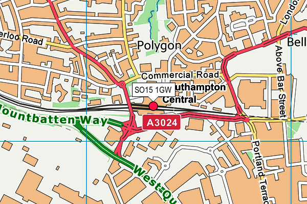 SO15 1GW map - OS VectorMap District (Ordnance Survey)