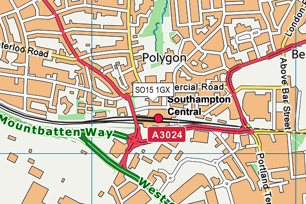 SO15 1GX map - OS VectorMap District (Ordnance Survey)