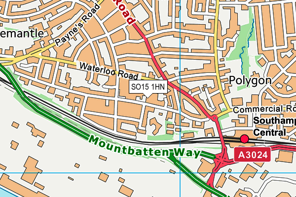 SO15 1HN map - OS VectorMap District (Ordnance Survey)