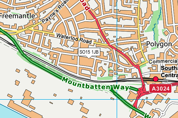 SO15 1JB map - OS VectorMap District (Ordnance Survey)