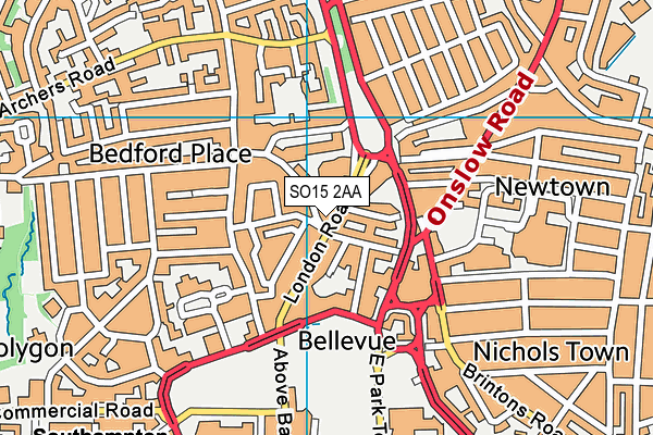 SO15 2AA map - OS VectorMap District (Ordnance Survey)