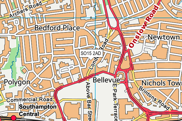 Fit4less (Southampton) map (SO15 2AD) - OS VectorMap District (Ordnance Survey)