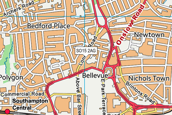 SO15 2AG map - OS VectorMap District (Ordnance Survey)