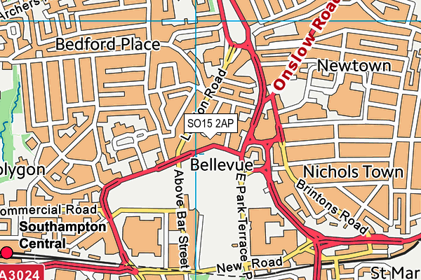 SO15 2AP map - OS VectorMap District (Ordnance Survey)