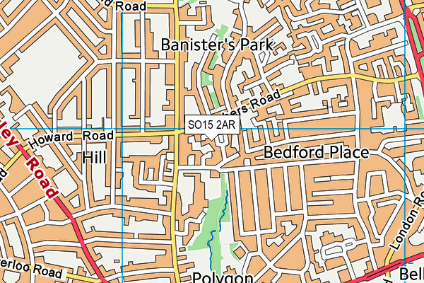 SO15 2AR map - OS VectorMap District (Ordnance Survey)
