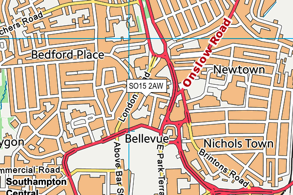 SO15 2AW map - OS VectorMap District (Ordnance Survey)