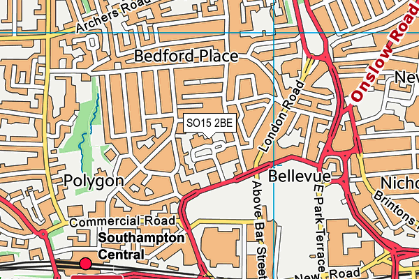 SO15 2BE map - OS VectorMap District (Ordnance Survey)