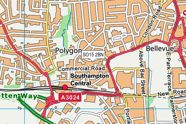 SO15 2BN map - OS VectorMap District (Ordnance Survey)