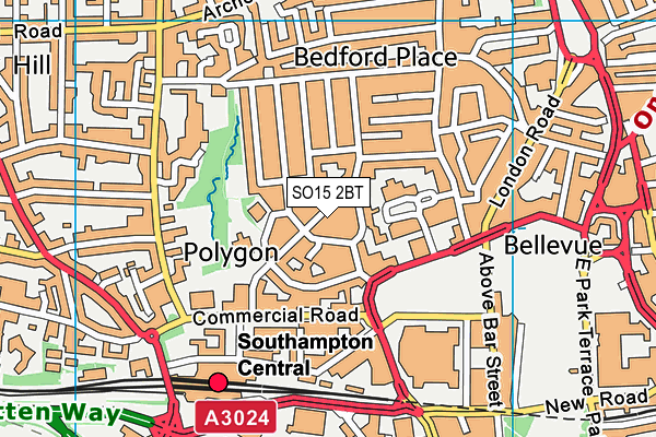 SO15 2BT map - OS VectorMap District (Ordnance Survey)