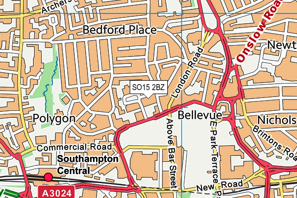 SO15 2BZ map - OS VectorMap District (Ordnance Survey)