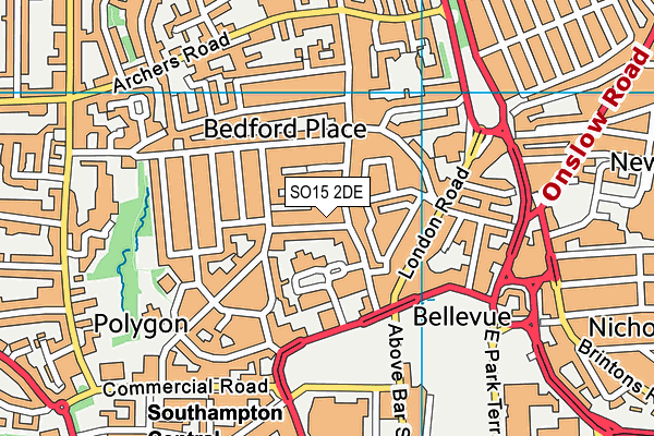 SO15 2DE map - OS VectorMap District (Ordnance Survey)