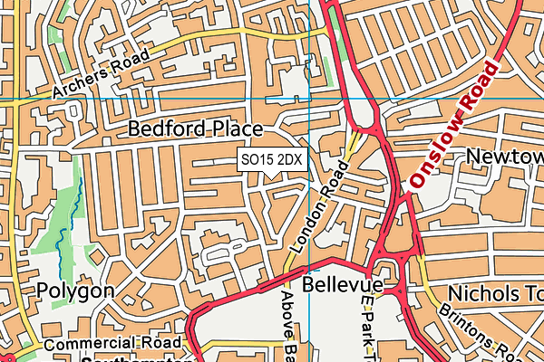 SO15 2DX map - OS VectorMap District (Ordnance Survey)