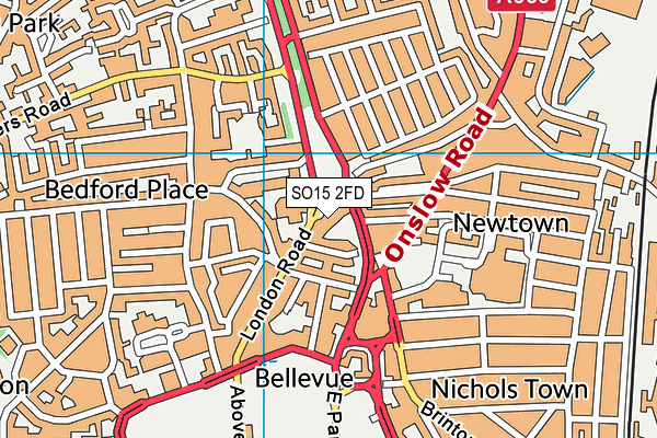 SO15 2FD map - OS VectorMap District (Ordnance Survey)