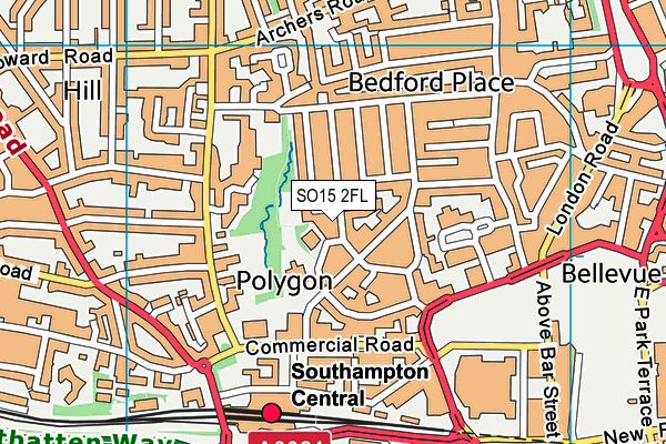 SO15 2FL map - OS VectorMap District (Ordnance Survey)