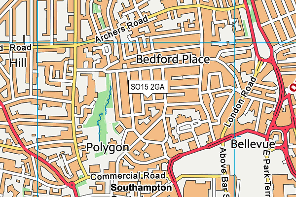 SO15 2GA map - OS VectorMap District (Ordnance Survey)