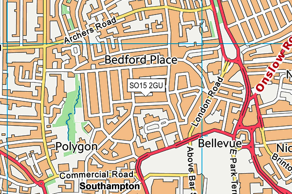 SO15 2GU map - OS VectorMap District (Ordnance Survey)