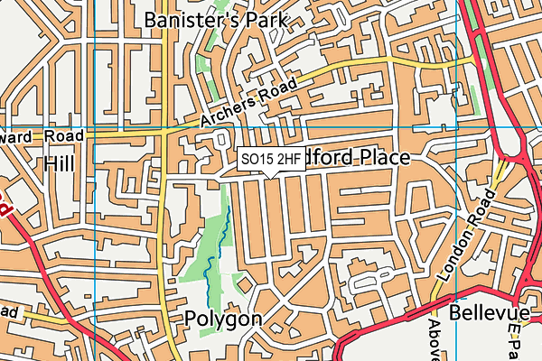 SO15 2HF map - OS VectorMap District (Ordnance Survey)