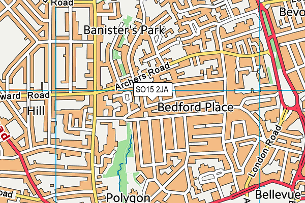 SO15 2JA map - OS VectorMap District (Ordnance Survey)