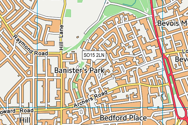 SO15 2LN map - OS VectorMap District (Ordnance Survey)