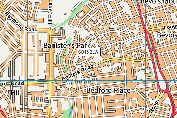 SO15 2LW map - OS VectorMap District (Ordnance Survey)