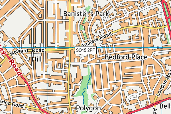 SO15 2PF map - OS VectorMap District (Ordnance Survey)