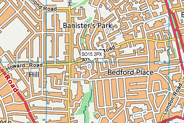 SO15 2PX map - OS VectorMap District (Ordnance Survey)