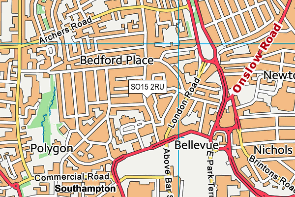 SO15 2RU map - OS VectorMap District (Ordnance Survey)