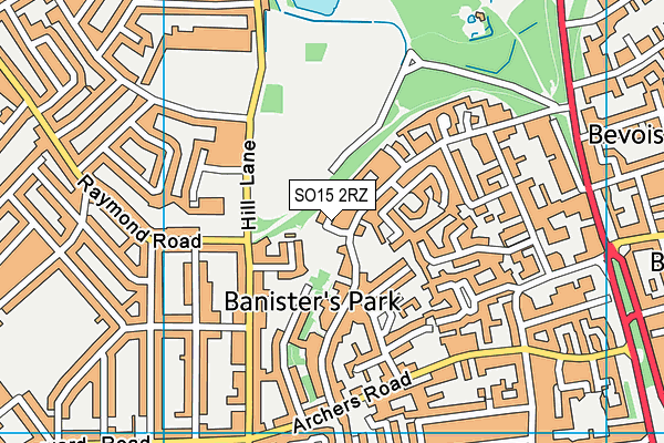 SO15 2RZ map - OS VectorMap District (Ordnance Survey)