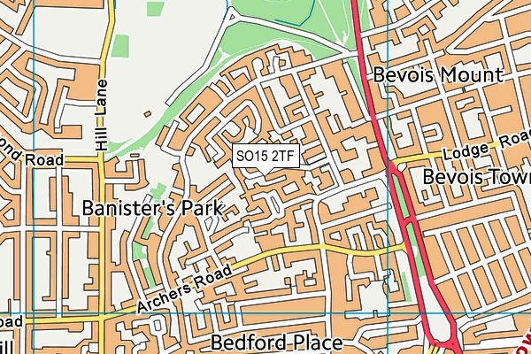 SO15 2TF map - OS VectorMap District (Ordnance Survey)