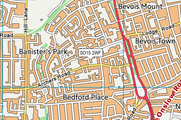 SO15 2WF map - OS VectorMap District (Ordnance Survey)