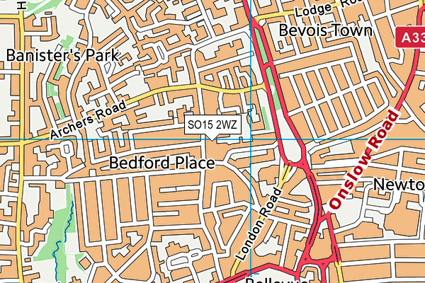 SO15 2WZ map - OS VectorMap District (Ordnance Survey)