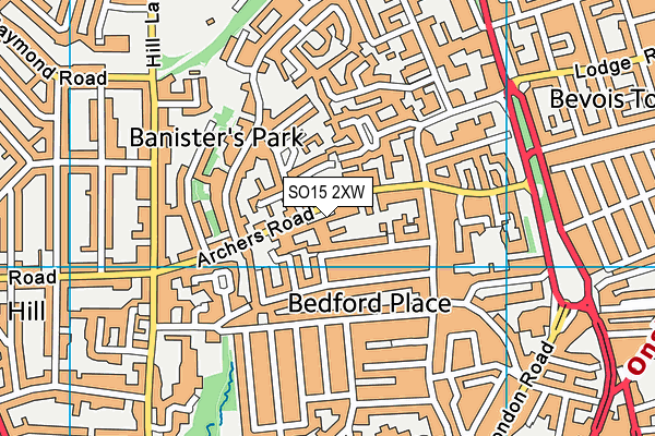 SO15 2XW map - OS VectorMap District (Ordnance Survey)