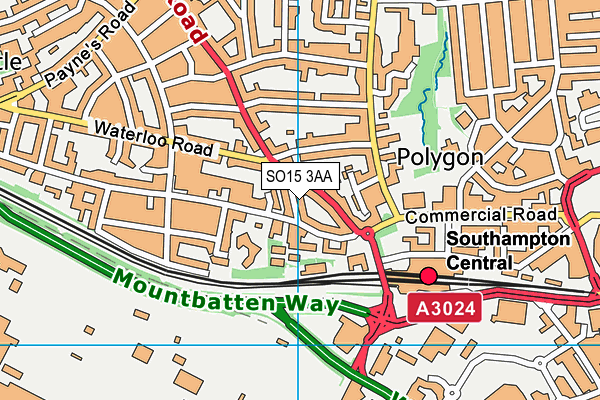 SO15 3AA map - OS VectorMap District (Ordnance Survey)