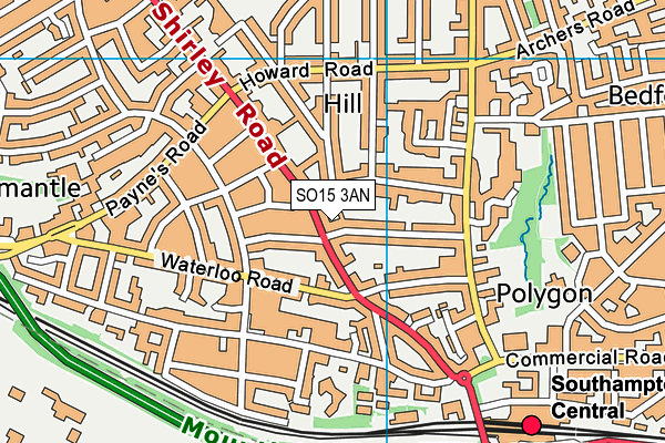 SO15 3AN map - OS VectorMap District (Ordnance Survey)