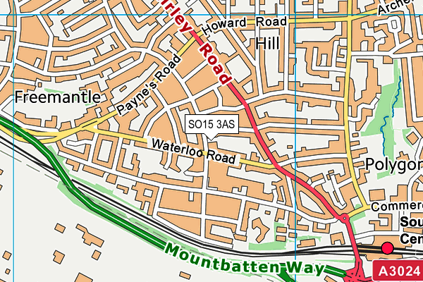 SO15 3AS map - OS VectorMap District (Ordnance Survey)