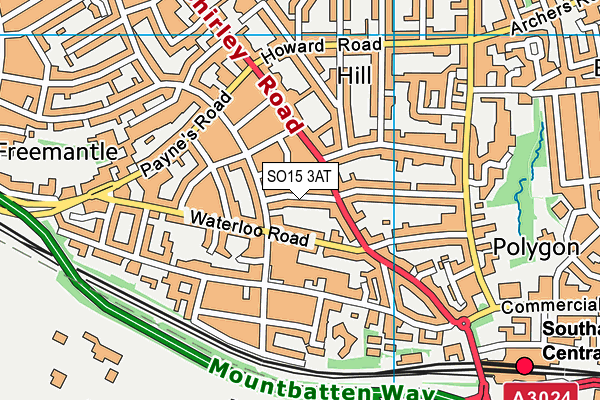 SO15 3AT map - OS VectorMap District (Ordnance Survey)