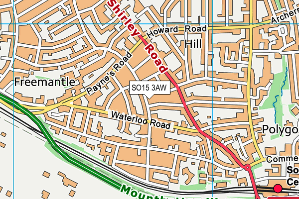 SO15 3AW map - OS VectorMap District (Ordnance Survey)