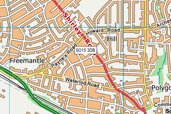 SO15 3DB map - OS VectorMap District (Ordnance Survey)