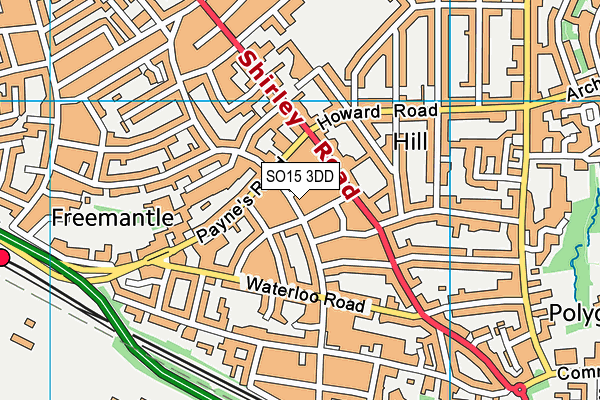 SO15 3DD map - OS VectorMap District (Ordnance Survey)