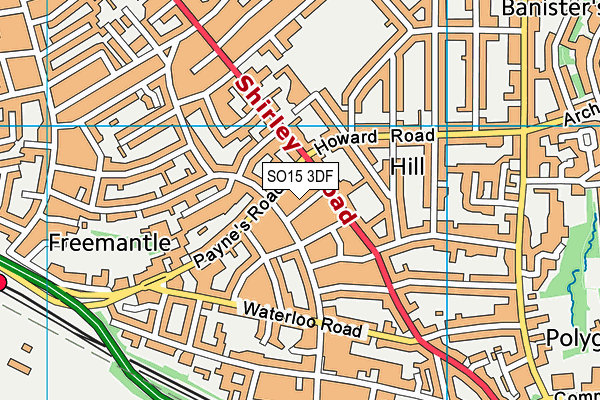 SO15 3DF map - OS VectorMap District (Ordnance Survey)