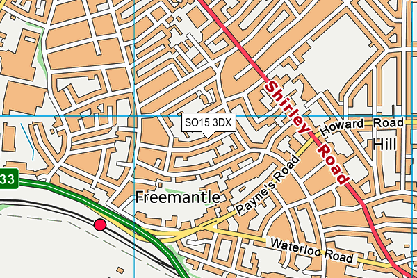 SO15 3DX map - OS VectorMap District (Ordnance Survey)