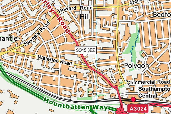 SO15 3EZ map - OS VectorMap District (Ordnance Survey)