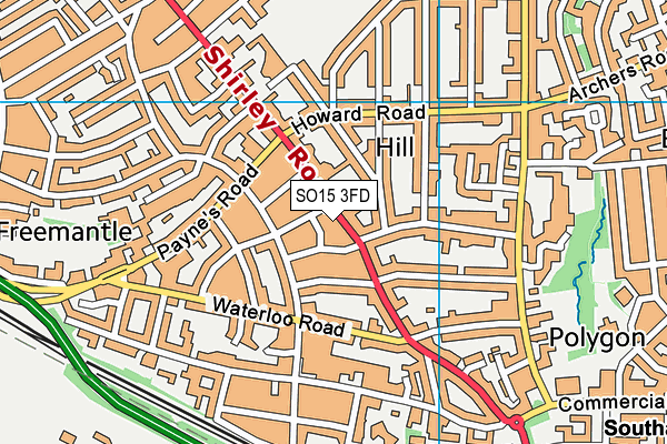 SO15 3FD map - OS VectorMap District (Ordnance Survey)